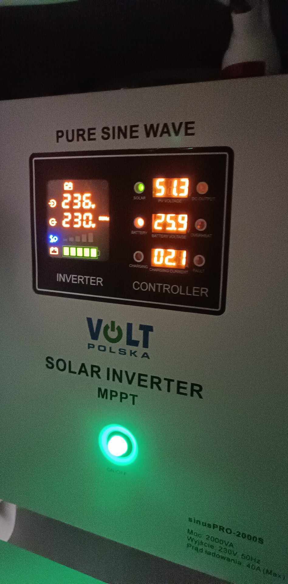 Inwerter solarny mmpt off grid Volt Sinus 2000S 24V  2500