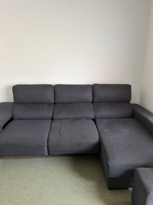 Sofá Chaise-Long Cinzento Escuro