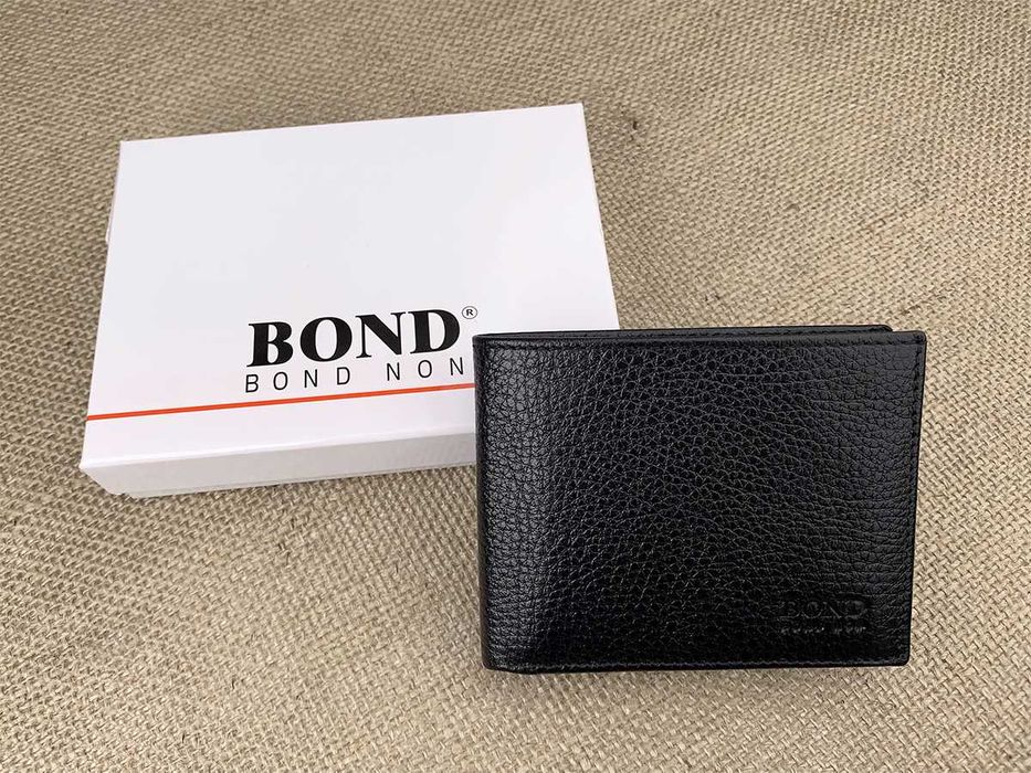 Портмоне чоловіче шкіряне чорне BOND 596 портмоне мужское кожаное