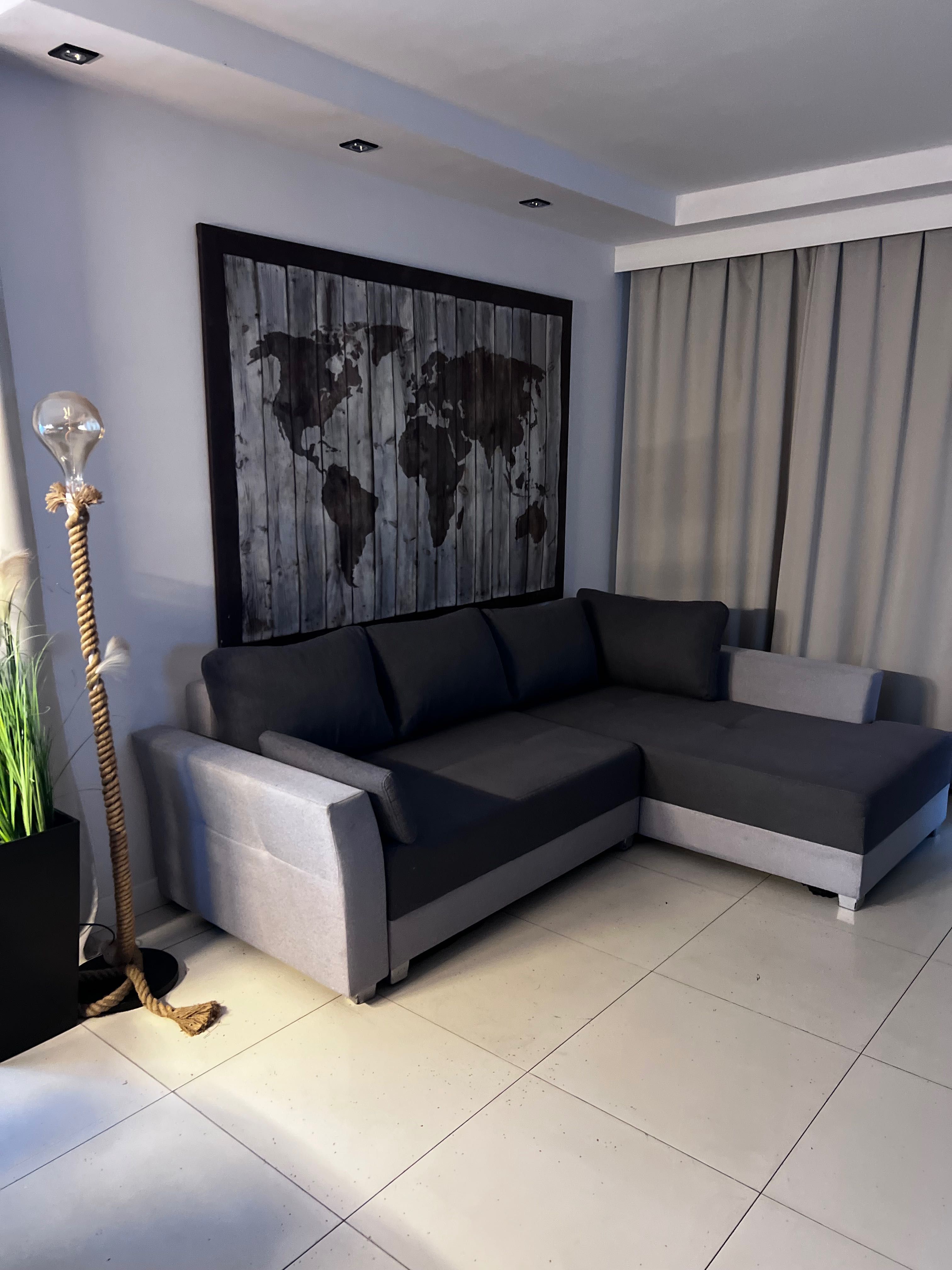 Dowóz transport Narożnik szary sofa kanapa lozko poduchy