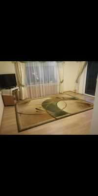 Duży dywan 320x240 cm salon zielony brązowy beżowy