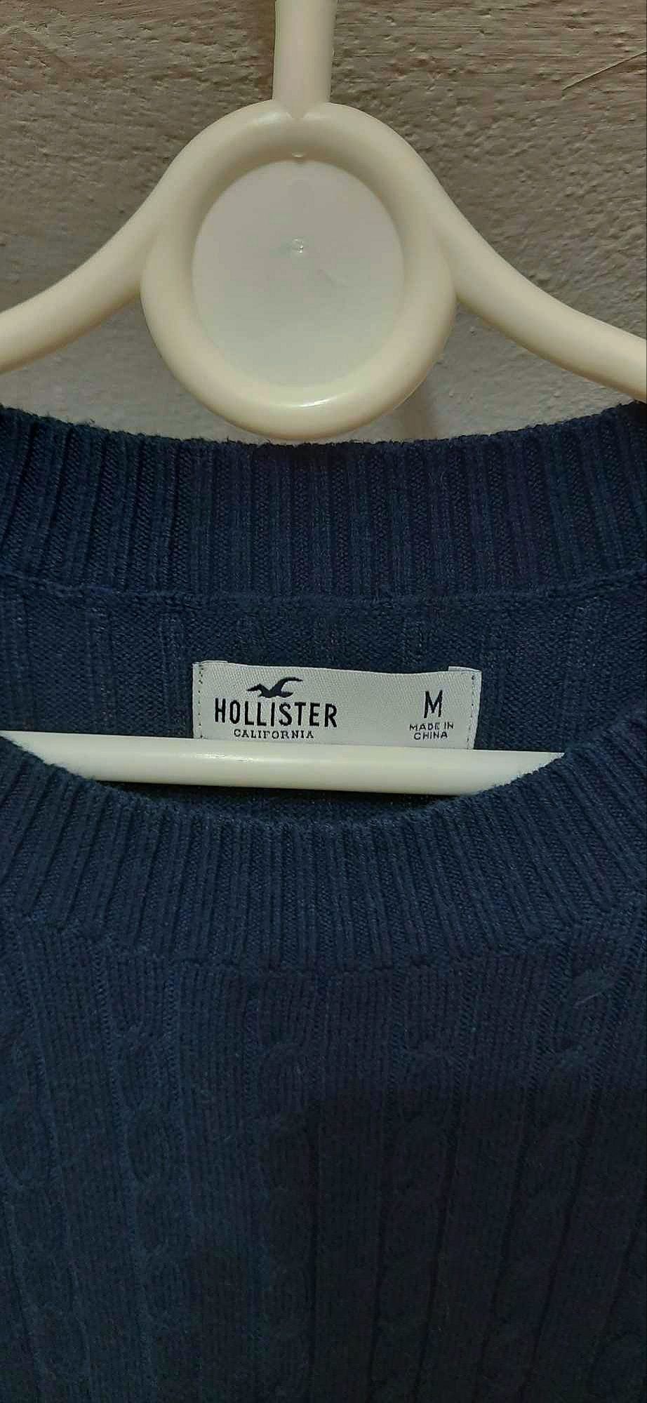 Sweter damski 38 M warkocz Hollister granatowy bdb bawełna