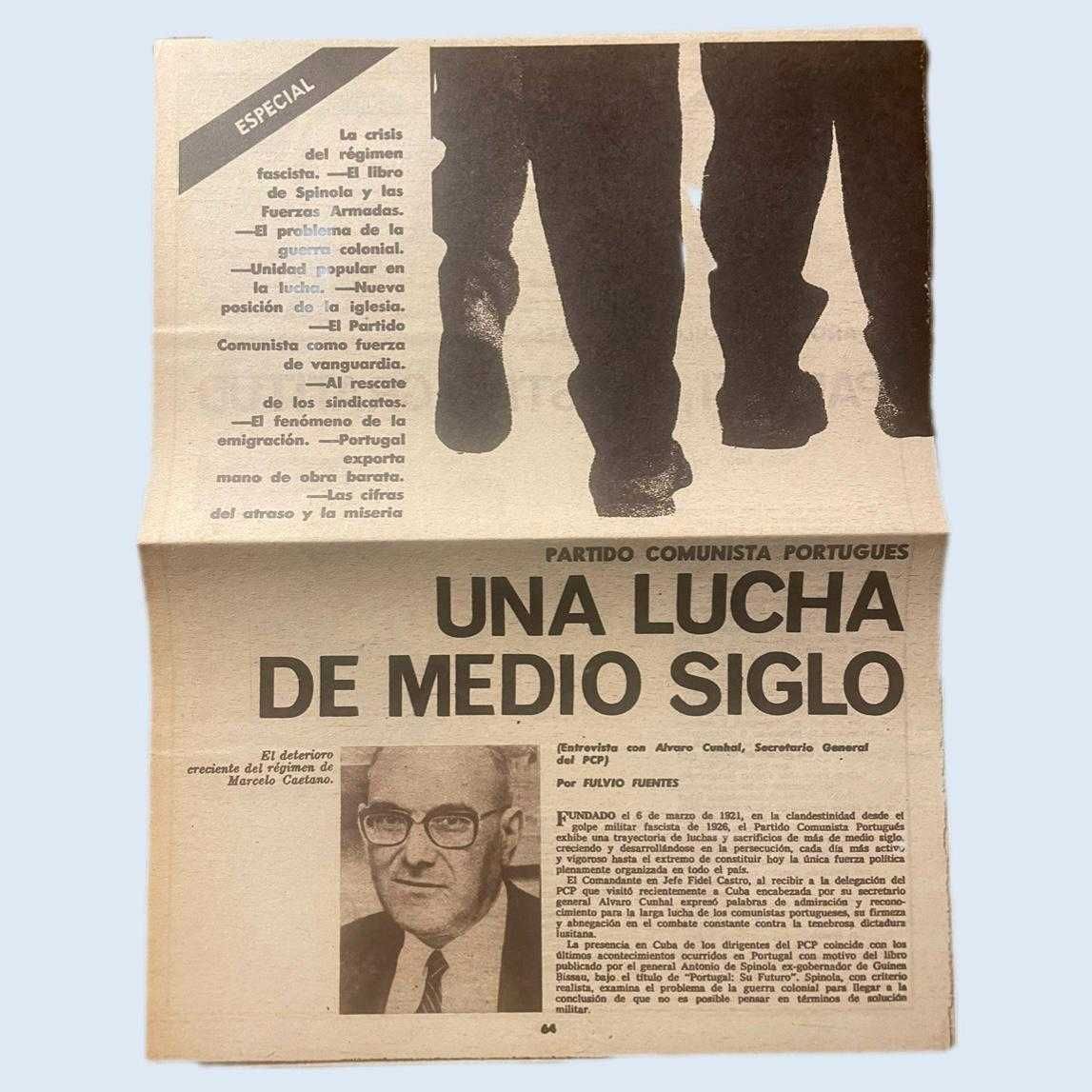 Artigo de Imprensa Entrevista Álvaro Cunhal por Fulvio Fuentes
