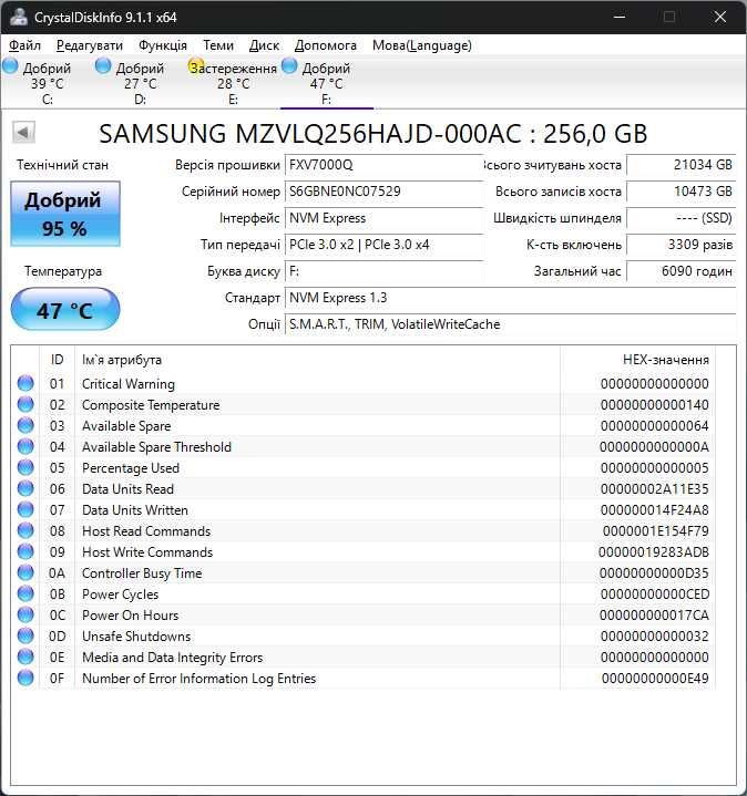 SSD Samsung MZVLQ256HAJD-000AC 256GB M.2