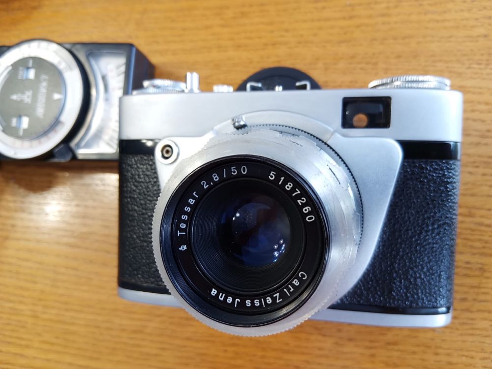 Stary aparat Altix-N z obiektywem Zeiss Tessar+etui+światłomierz