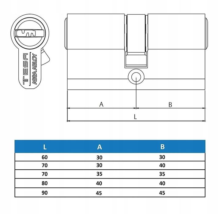 Tesa Assa Abloy Tx854050N Wkladka Bebenkowa Do Zamka Z Kluczami