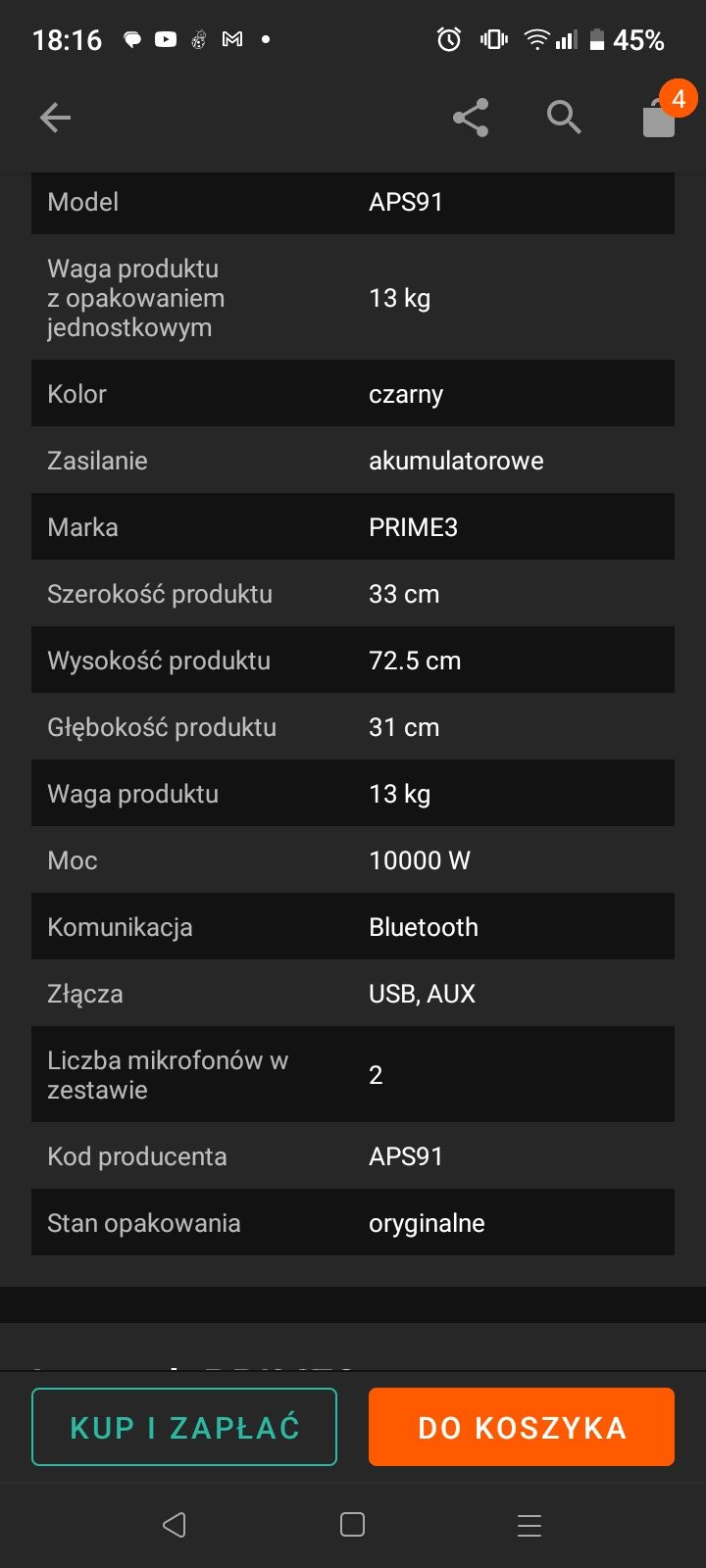 Głośnik karaoke prime