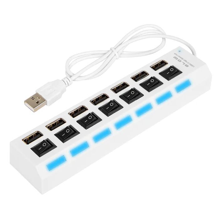 Hub adapter rozdzielacz USB na 7x USB BLOW HUB-06 60cm biały 86-074#