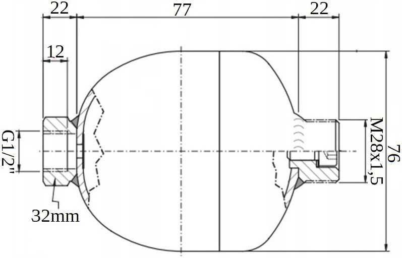 Amortyzator Hydrauliczny HYDROAKUMULATOR Membranowy 0,16L 1/2 [2431]