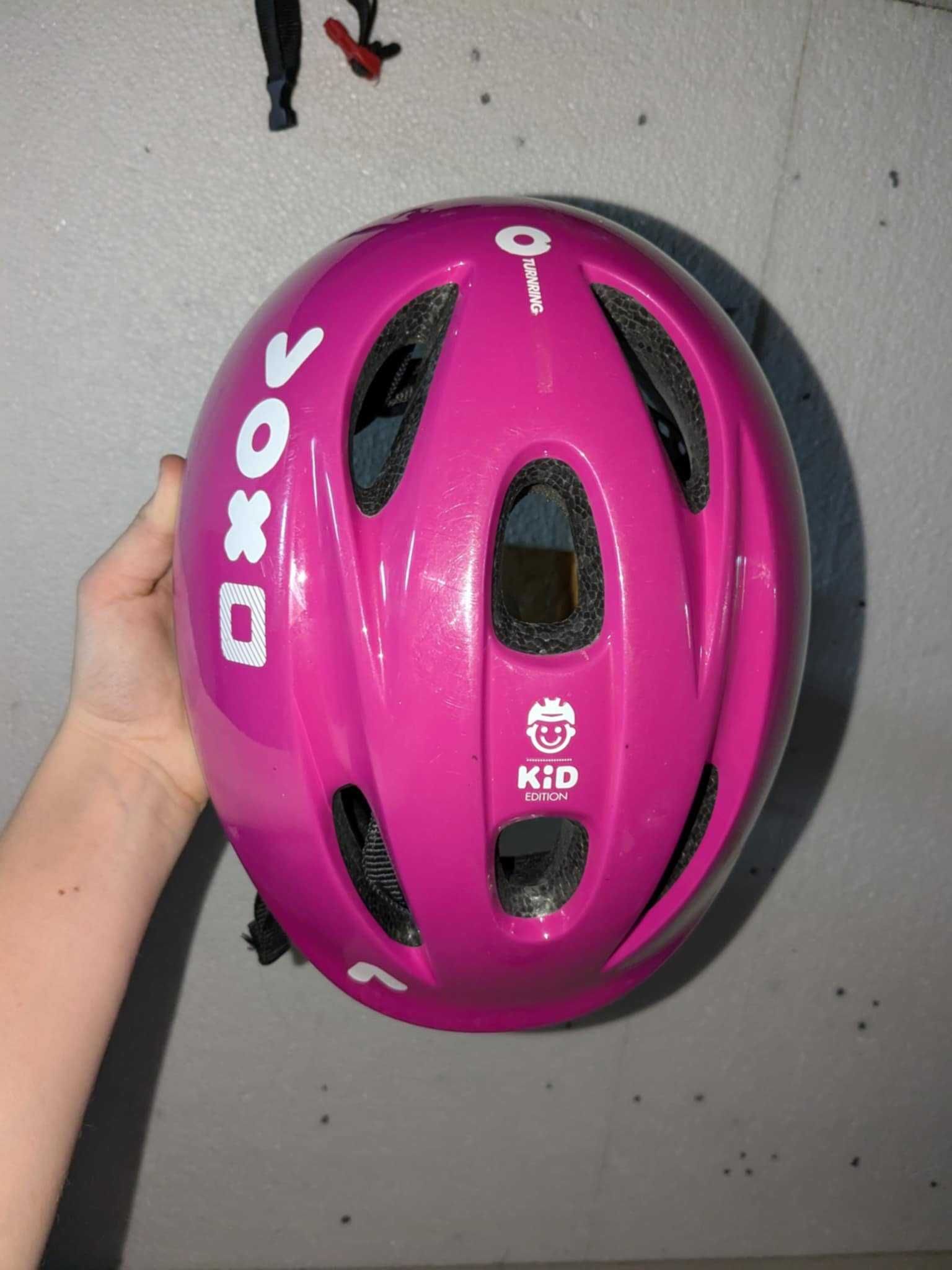 Kask rowerowy dziecięcy B’Twin VOXO 47–53 cm, różowy