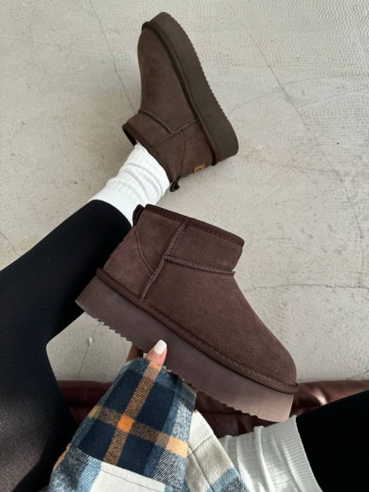 Уггі UGG Ultra Mini Platform Light коричневі шоколад взуття зимове