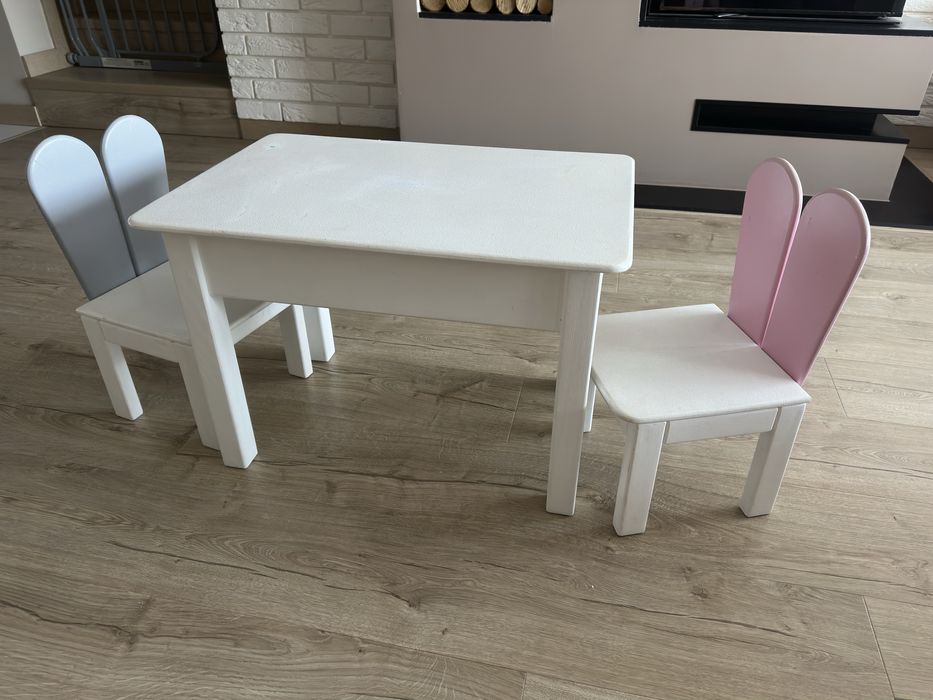 Stolik z krzesełkami drewniany zestaw dla dzieci