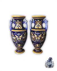 Антикварные каминные фарфоровые парные вазы Gien антикварная ваза