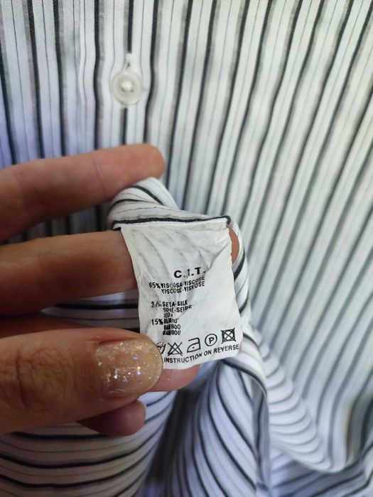 шелковая рубашка в полоску шёлк+вискоза+хлопок armani collezioni / 48р