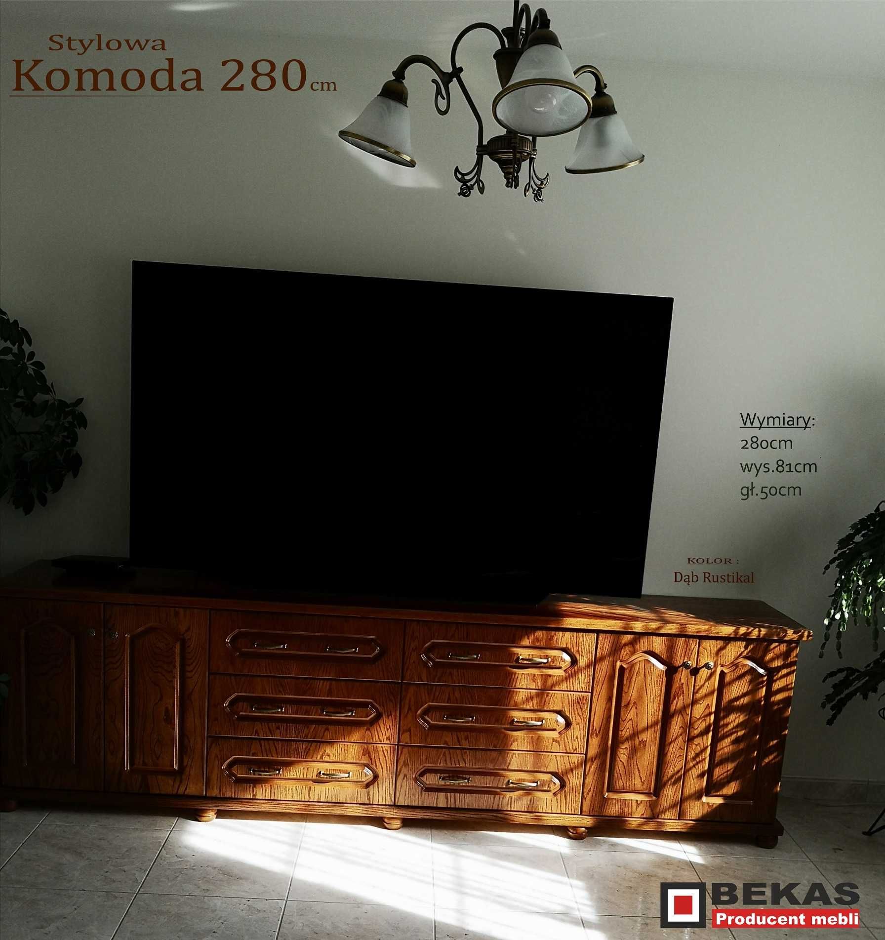 Duża Komoda 280` (8D-4S) XXL Wysoka Dąb rustikal Bekas Meble