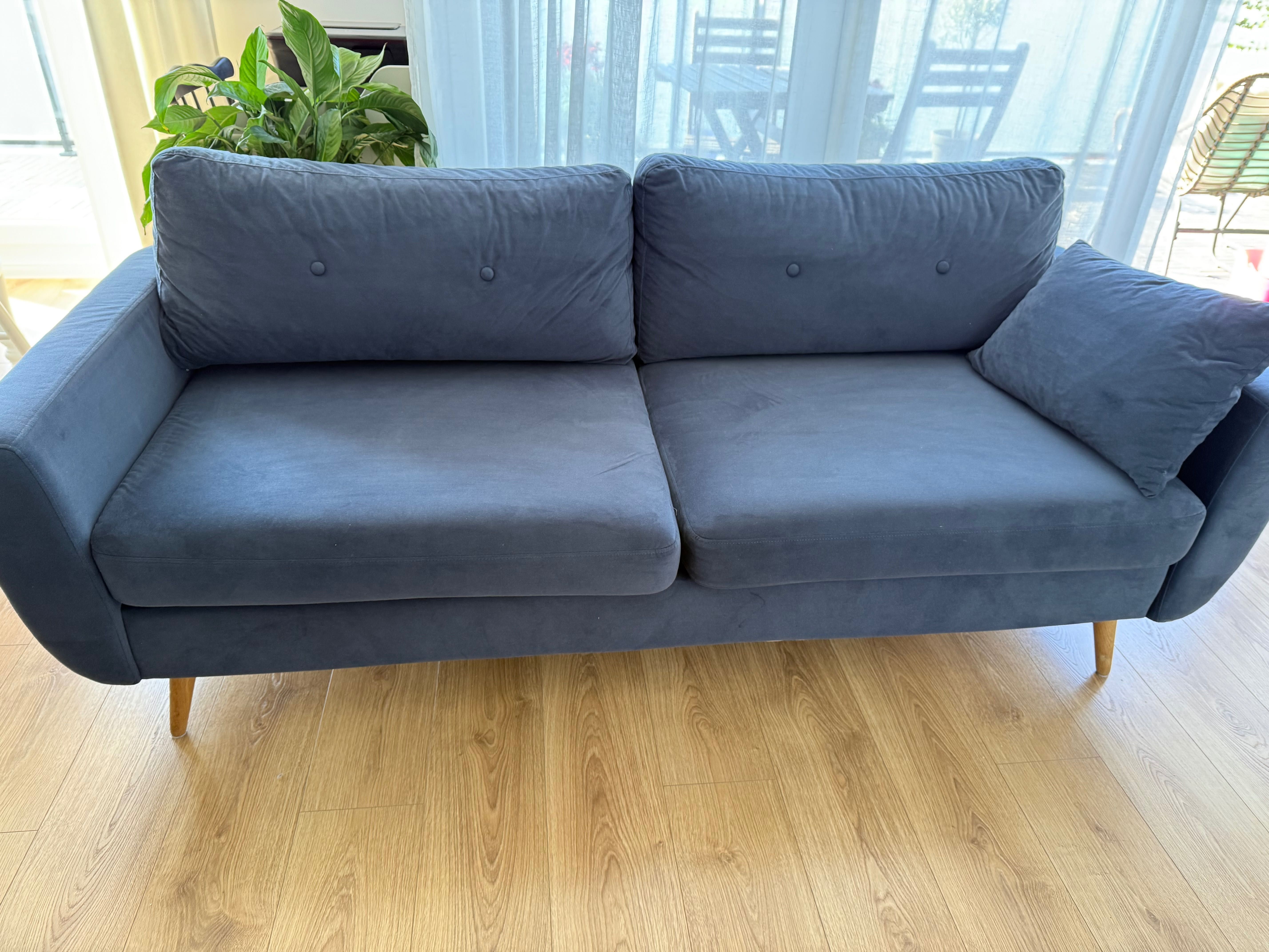 Sofa Harris Optisofa granatowa welurowa