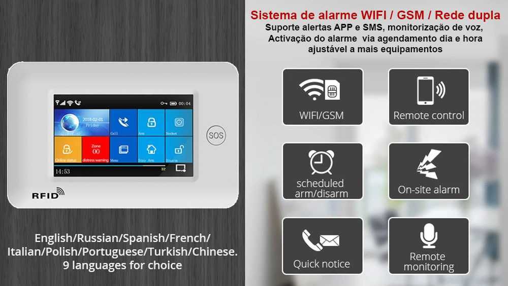 Alarme Tuya GSM/WiFi Sem Fios Câmara Sensor Gás Android/iOS  (NOVO)