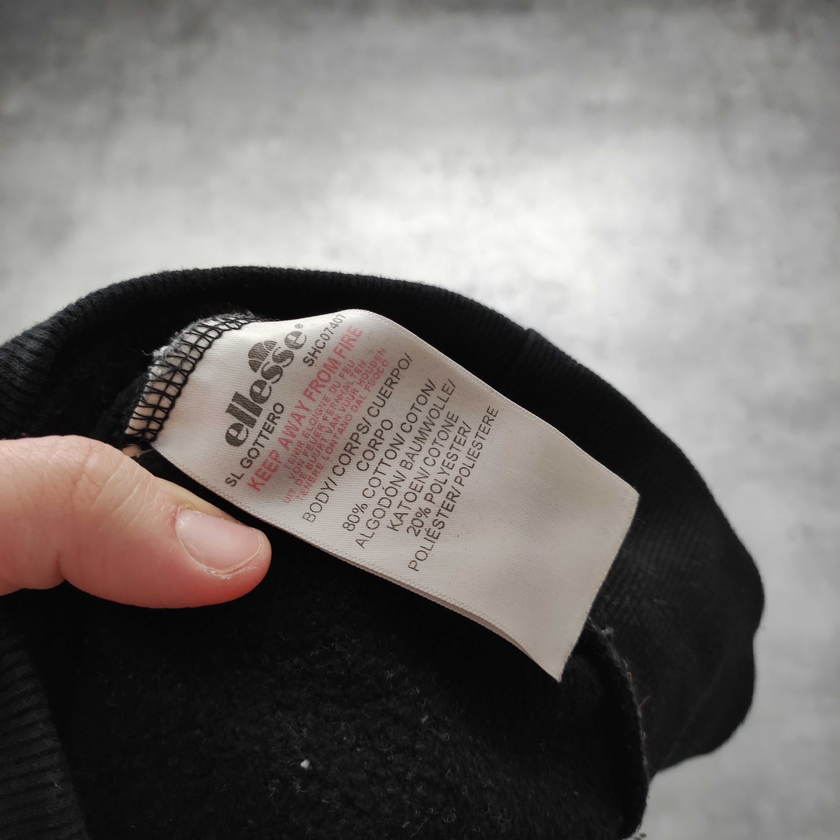 MĘSKA Bluza z Kapturem Czarna Hoodie Ellesse Duże Logo Nadruk Bawełna