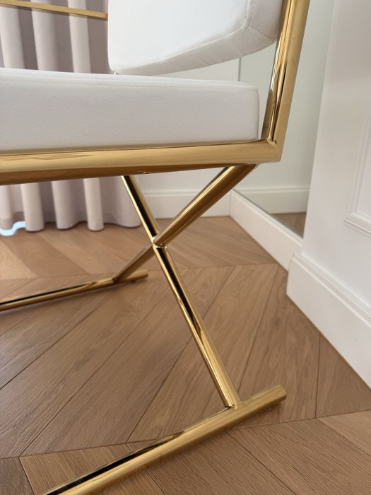 Fotel Glamour złoto - biały