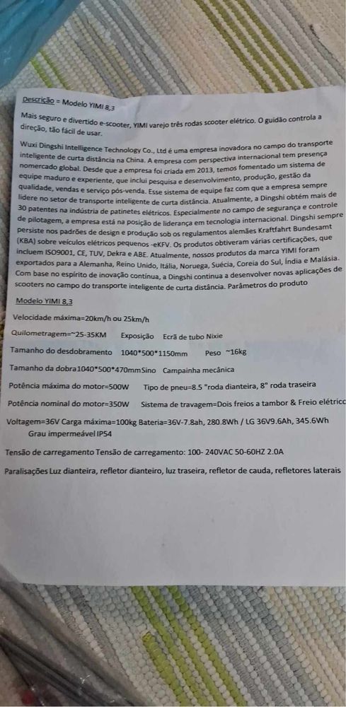 Trotinet Yimi bom estado