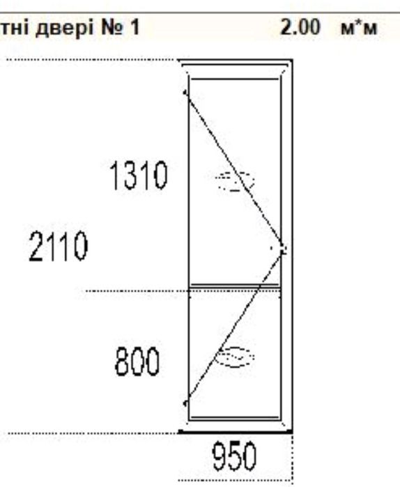 Готові двері металопластикові 950х2100мм