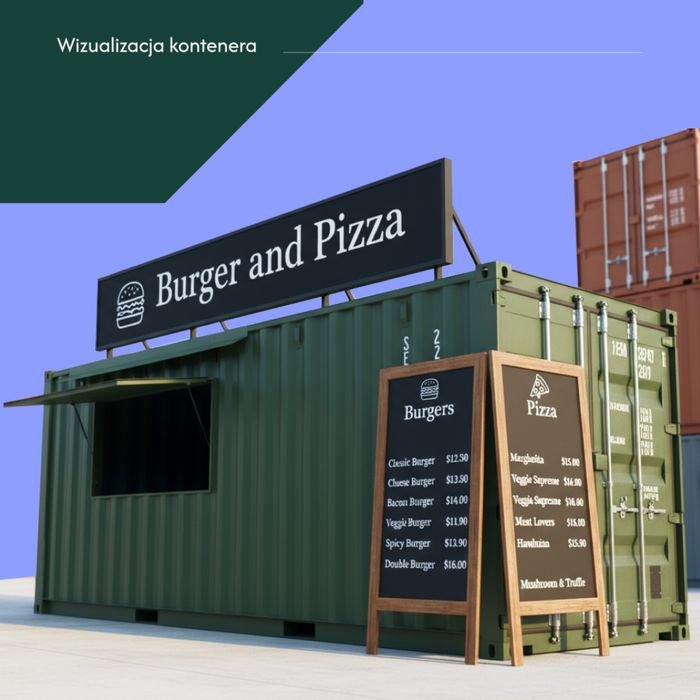 NOWY KONTENER (one way) 20’DV 2024 przystosowany pod gastronomię