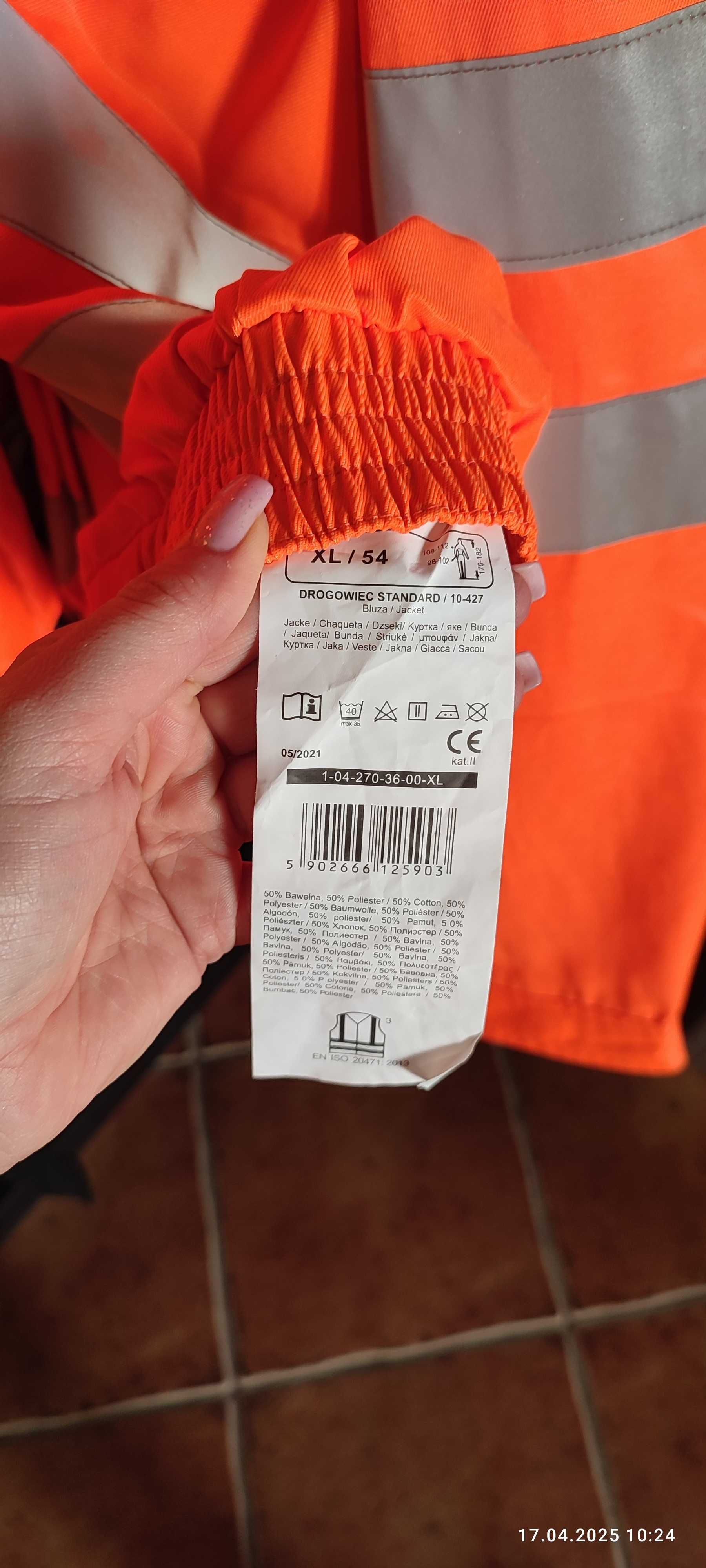 Bluza robocza DROGOWIEC STANDARD – pomarańczowa, odblaskowa, nowa XL