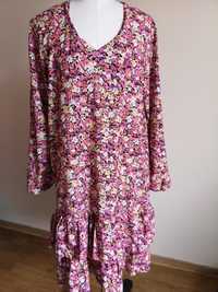 Sukienka Soho kwiaty rozowa kolorowa łąka falbany hiszpanka 38 M