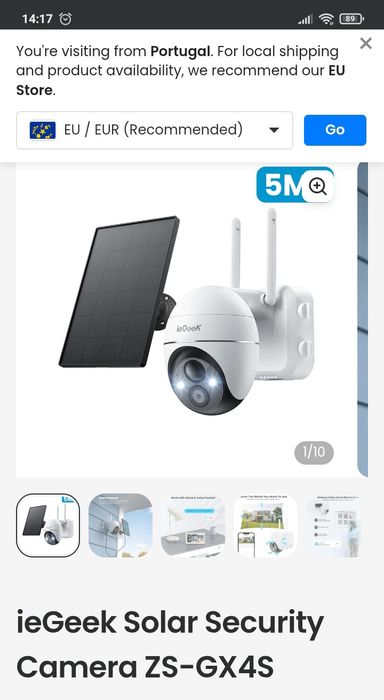 Câmara de vigilância solar iegeek