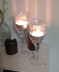 Walentynki Zestaw 2x kryształowy swiecznik stolowy na nozce kieliszek