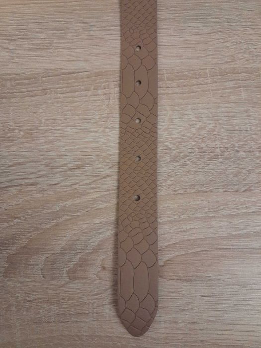 Nowy skórzany pasek z Holandii, Fancy Style beżowy_wzór/ 85_kl mosiądz