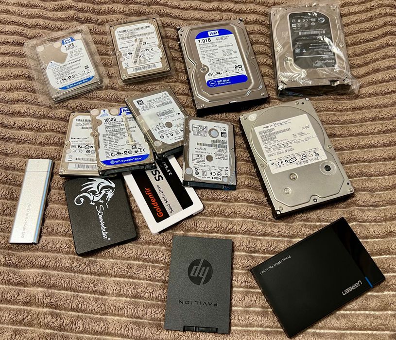 Проверены Б/У Новые HDD SSD 2.5 3.5 SATA USB M2 WD Samsung HGST Hitach