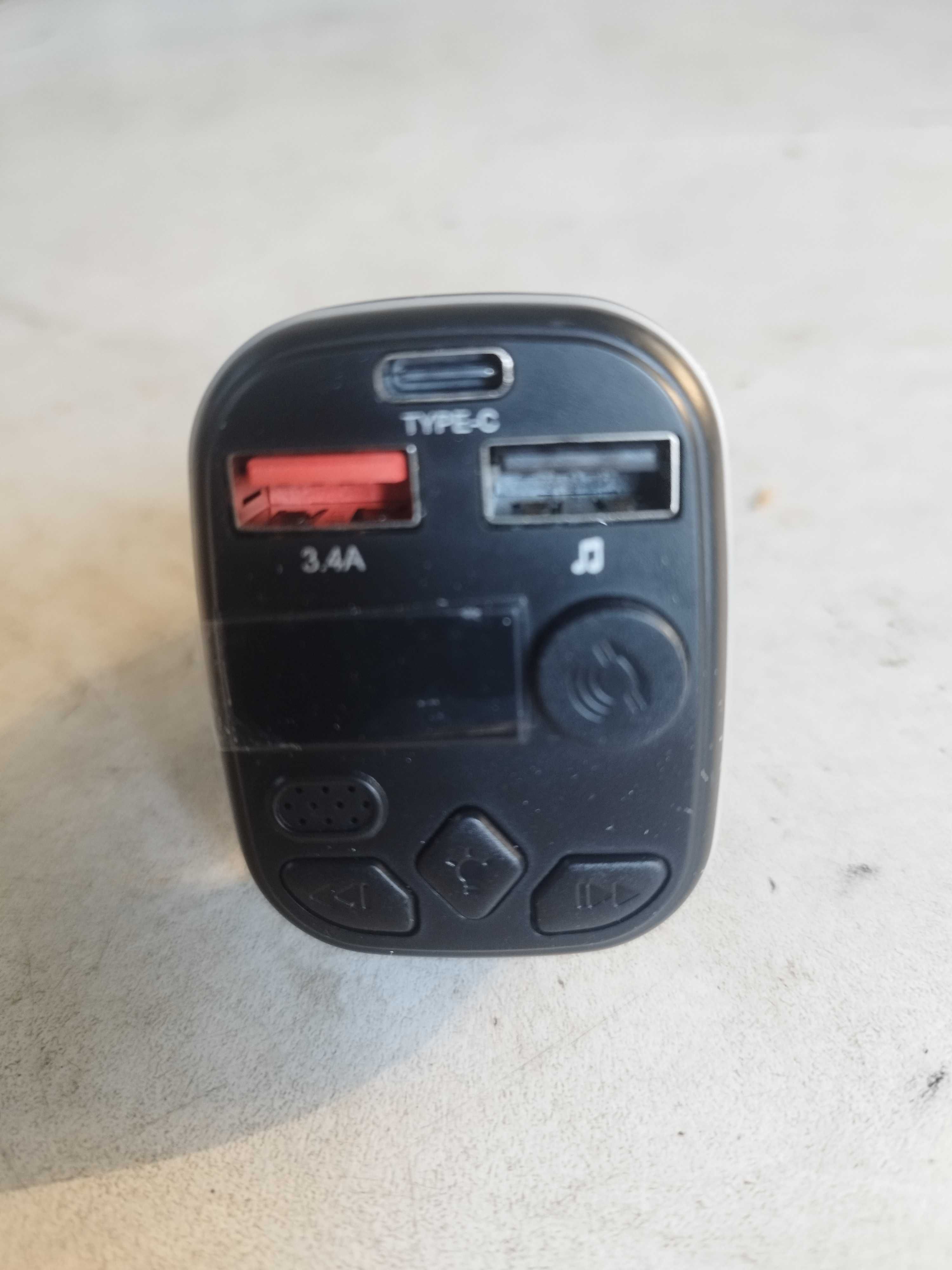 Transmiter FM bluetooth ładowarka samochodowa zestaw głośnomówiący