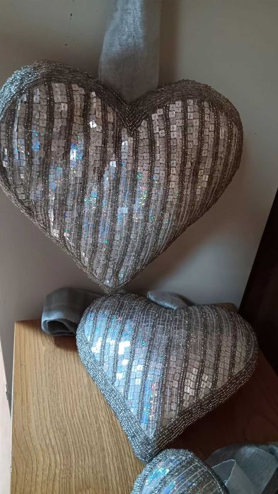 Conjunto 3 corações prateados cinza