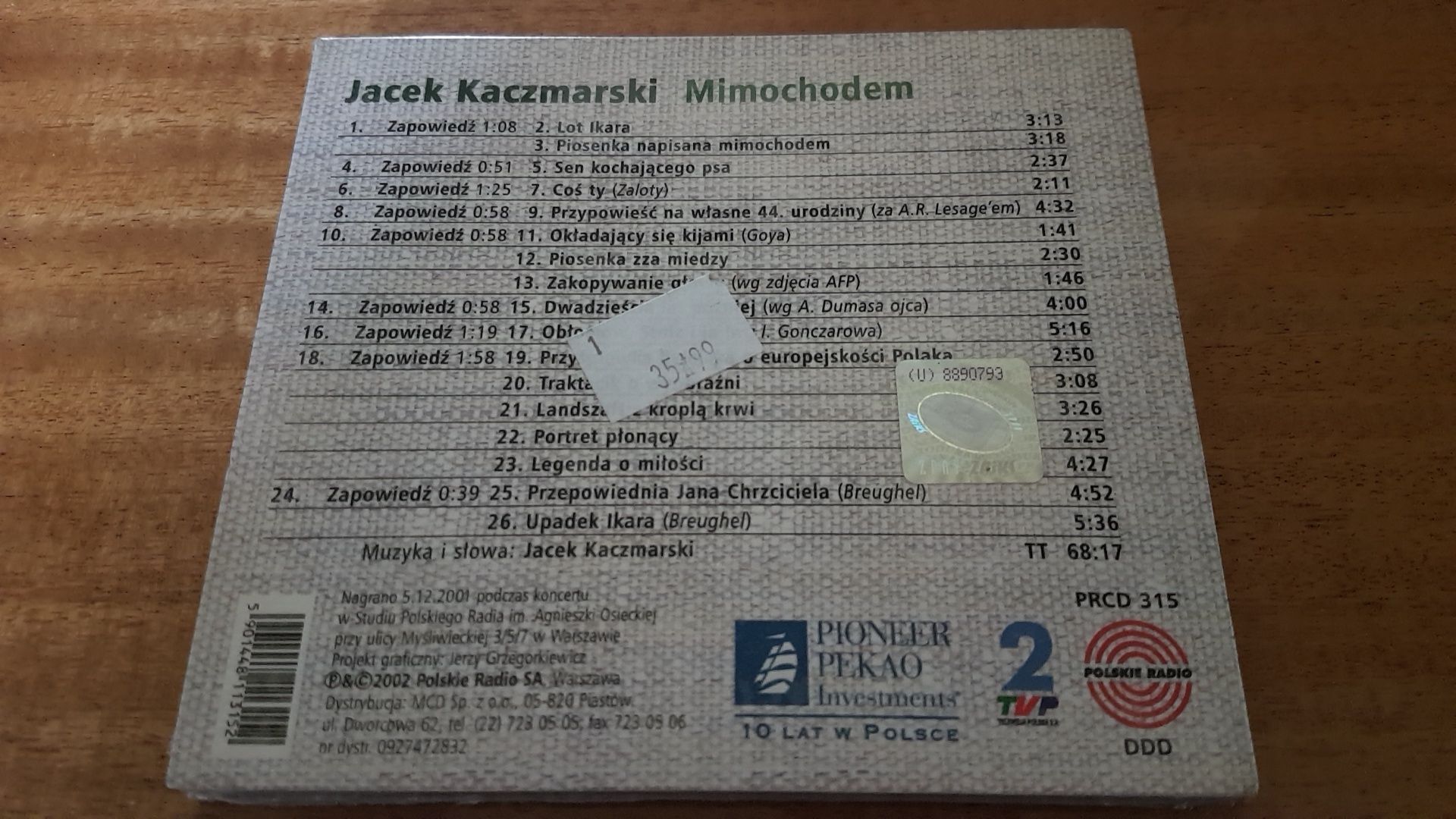 Płyta CD album Jacek Kaczmarski - Mimochodem (2004, nowa, folia)