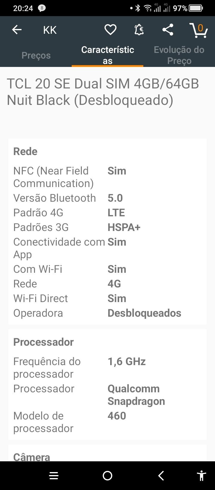 Smartphone TCL20 SE