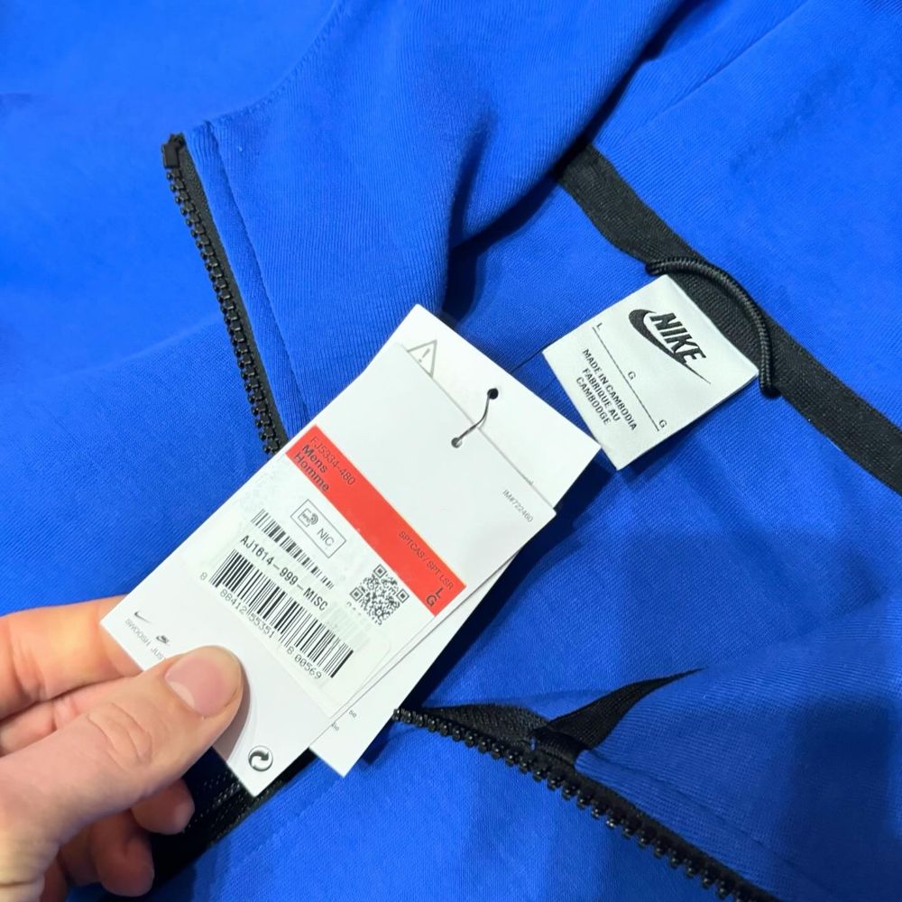 Нова кофта Nike Tech Fleece синя чоловіча Nsw Л розмір