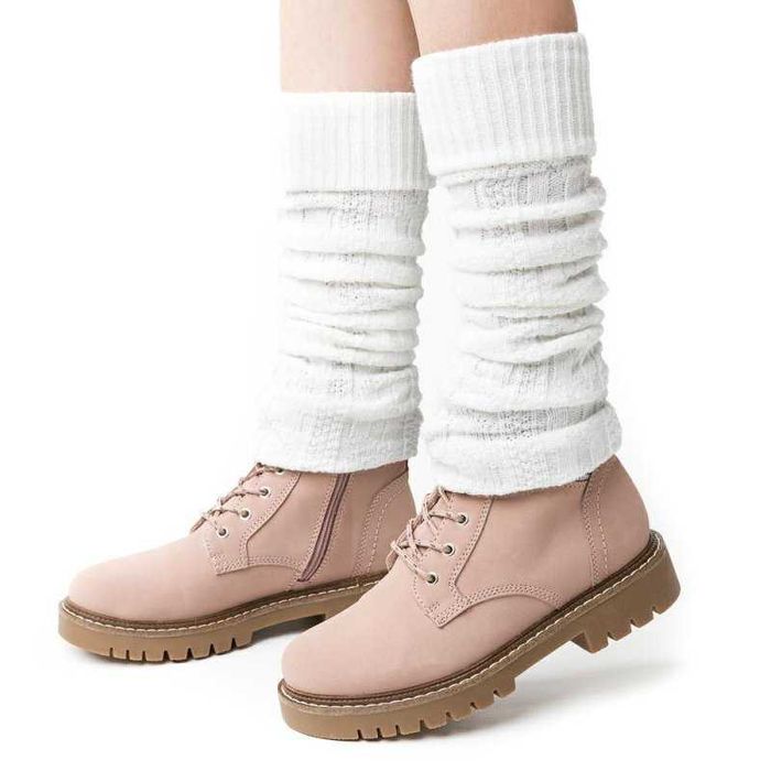 Гетри білі вище коліна в'язані теплі