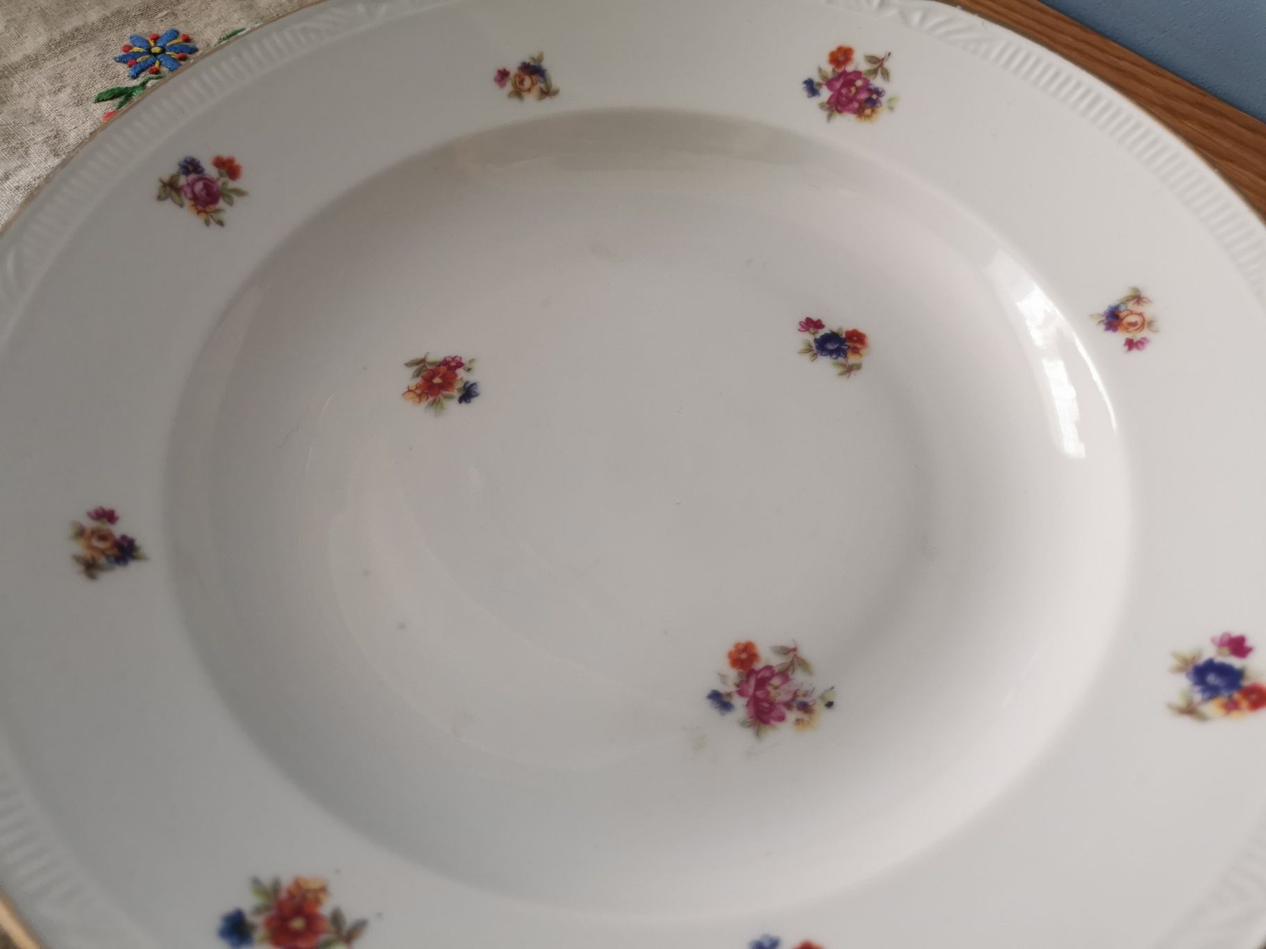 Talerz głęboki porcelana Chodzież PRL kwiatki fason Szczecin