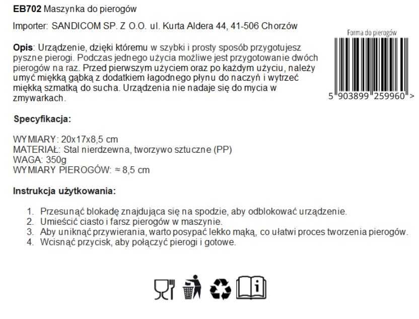 Maszynka forma do lepienia pierogów podwójna foremka szybka