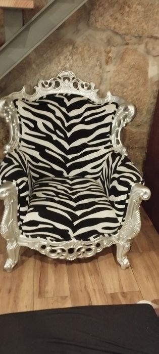Poltrona/ Baroque Armchair King Zebra / Silver