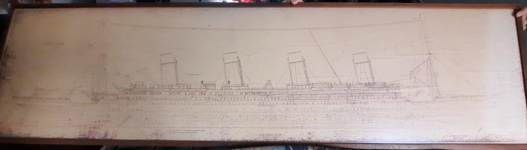 Moldura da planta do titanic antiga