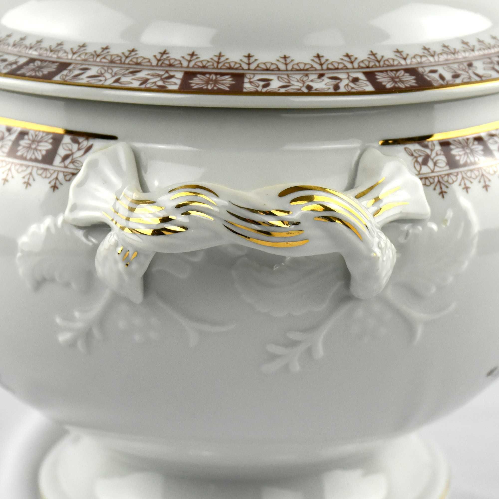 Terrina em porcelana Vista Alegre – decoração a castanho