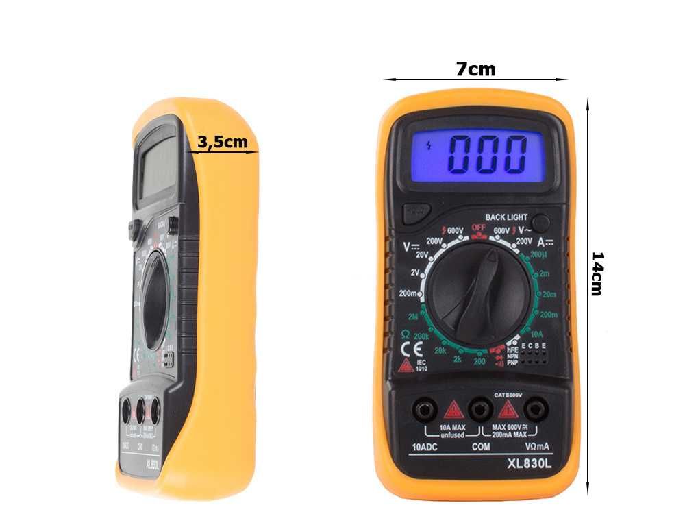 Cyfrowy MIERNIK PRĄDU MULTIMETR Tester Napięcia XL830L + Bateria 9V