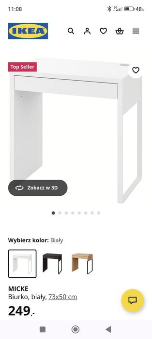 Biurko Ikea + krzesło obrotowe. Micke i Loberget/sibben Białe