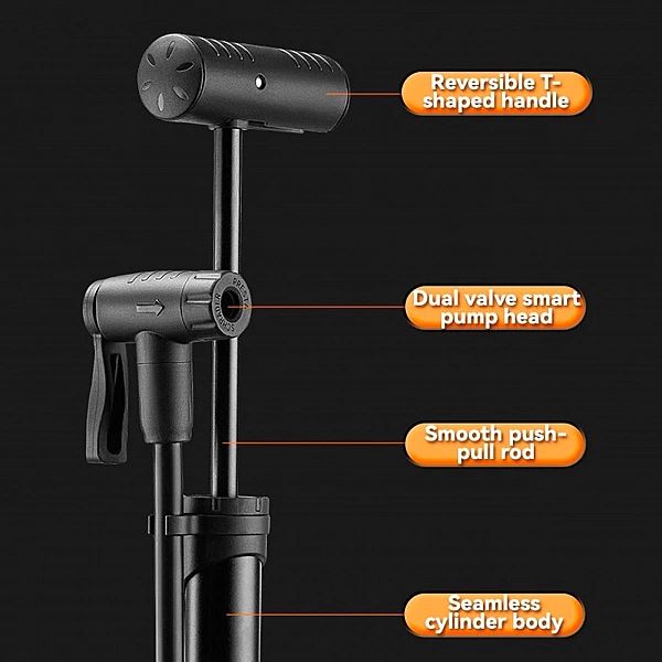 Pompka rowerowa Rockbros z manometrem - czarna