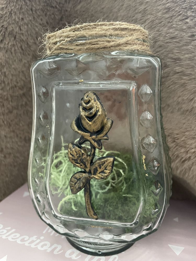 Znicz handmade. Oryginalny, szklany znicz, otwarty.