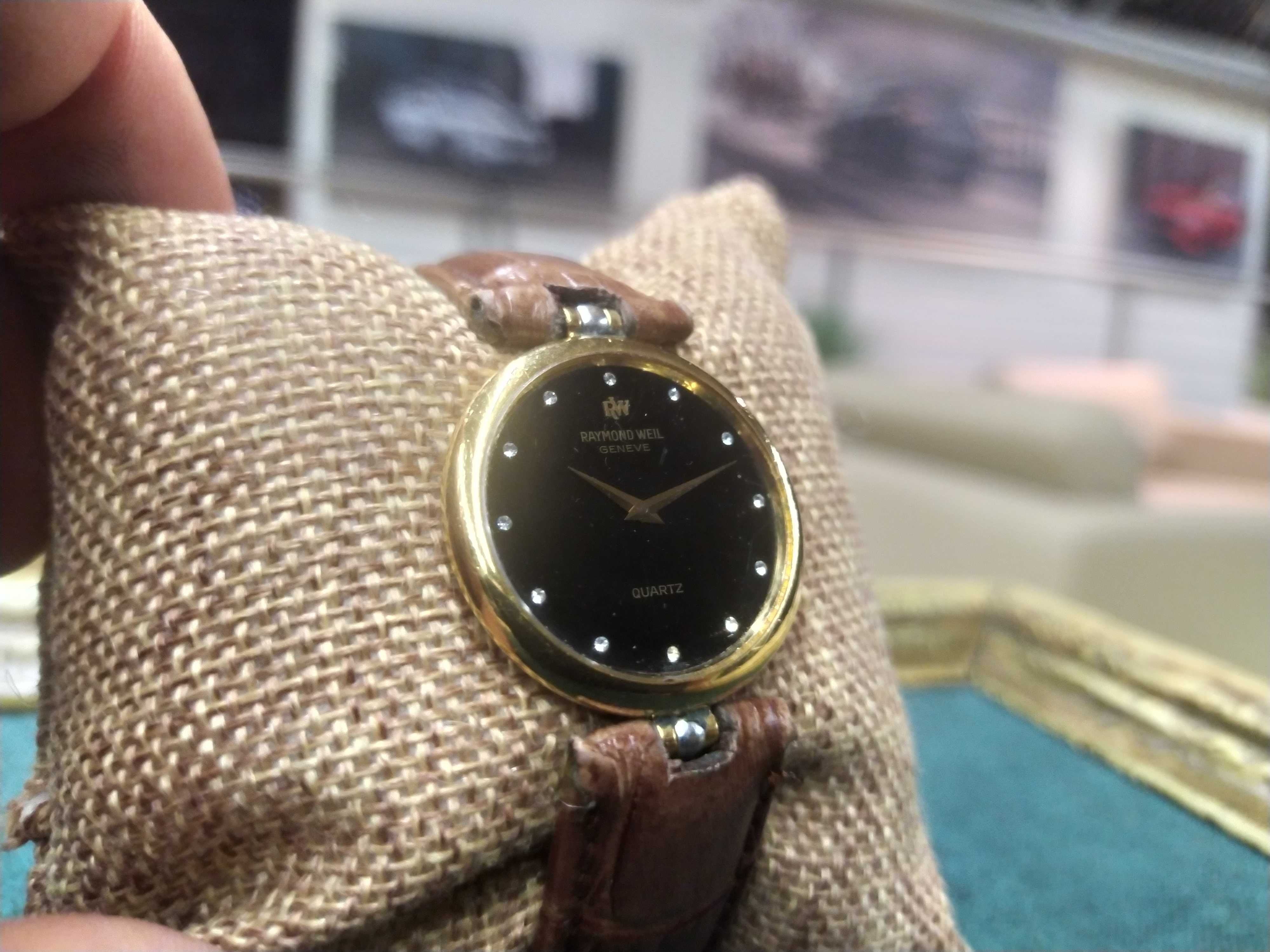 Piękny zegarek Raymond Weil Diamond Dress Black ref 3703 18karat Złoco