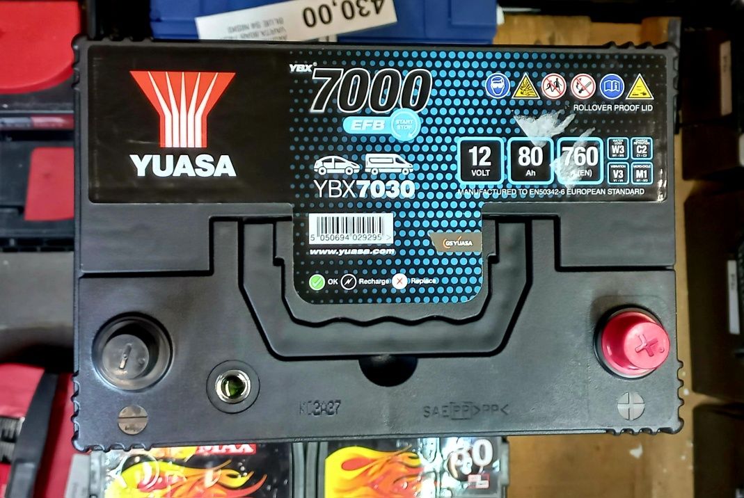 Akumulator YUASA EFB 12V 80AH 760A YBX7030 START STOP NOWY