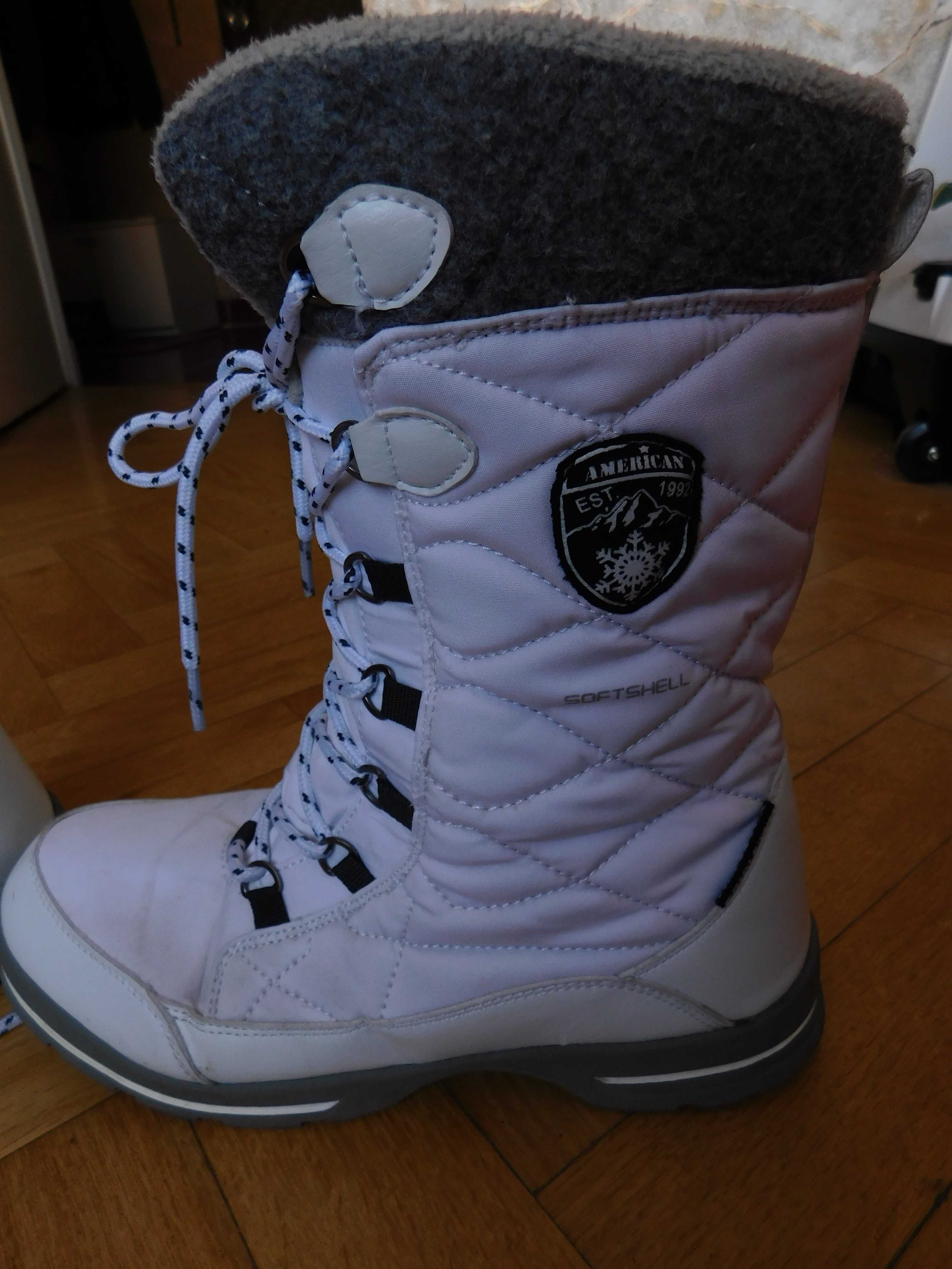 Buty zimowe Białe śniegowce damskie AMERICAN CLUB r. 41